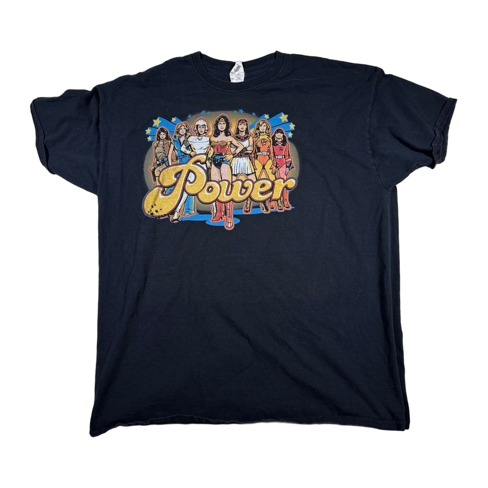 Fruit of the Loom Power‎ Graphic T Shirts Black 2XL Retro Vintage Style Mens